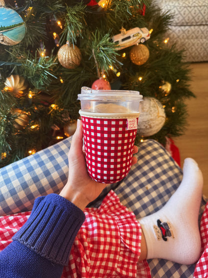 Cranberry Gingham Coffee Sleeve