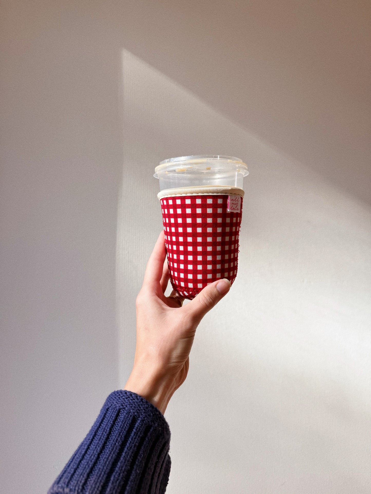 Cranberry Gingham Coffee Sleeve