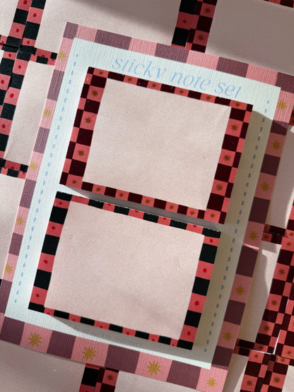 Checkered Sticky Note Set
