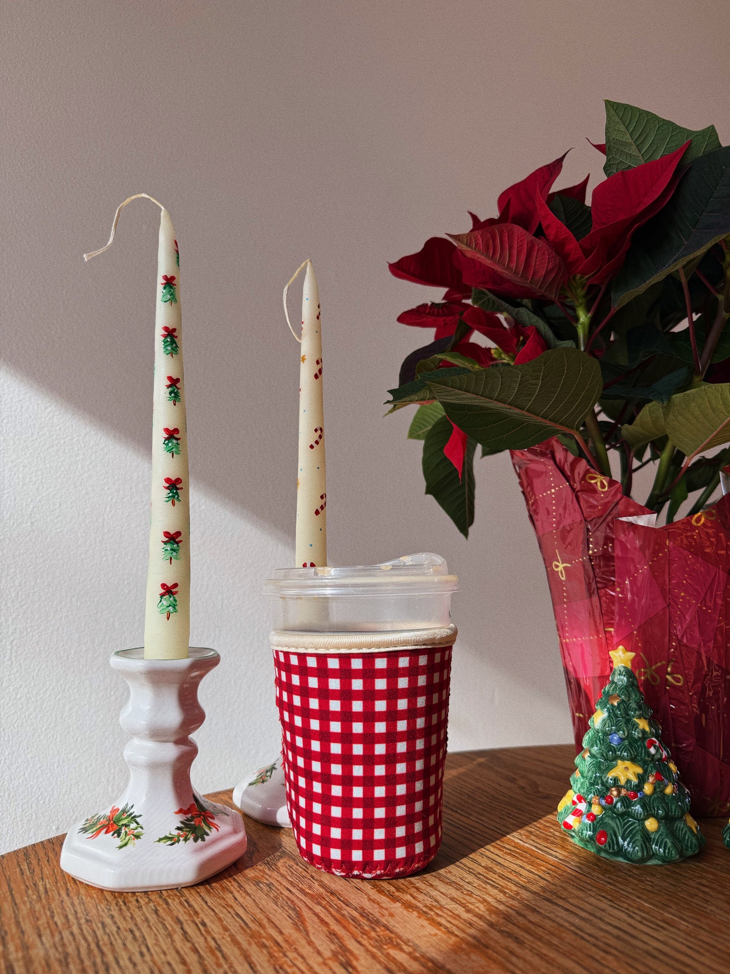 Cranberry Gingham Coffee Sleeve