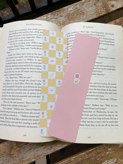 Gingham Floral Bookmark