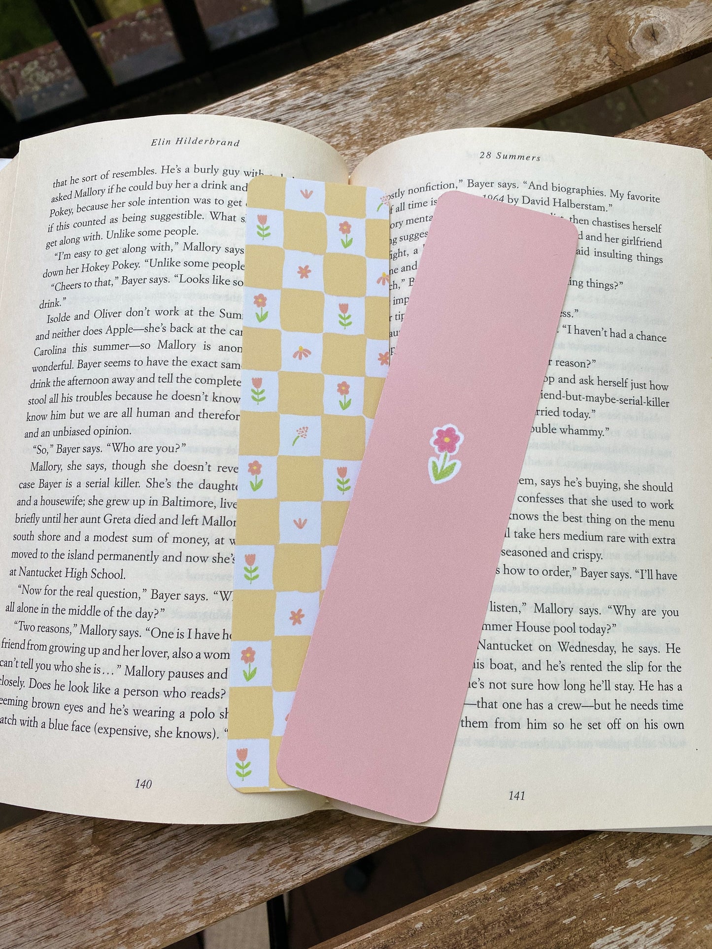 Gingham Floral Bookmark