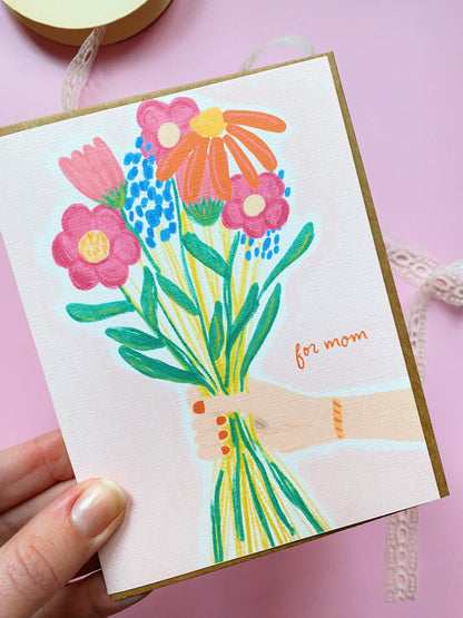 "For Mom" Flower Bundle Card