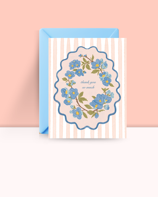 Blue Floral Thank You So Much Card