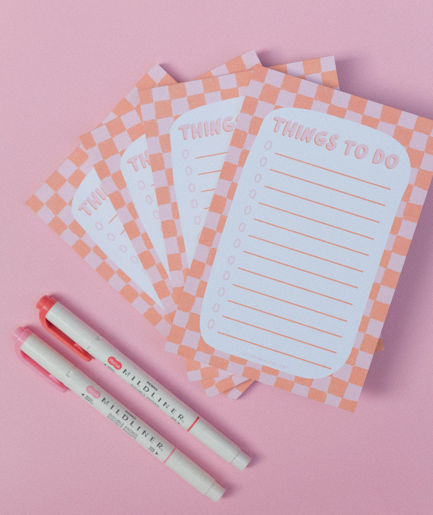 Orange and Pink Checkered Notepad